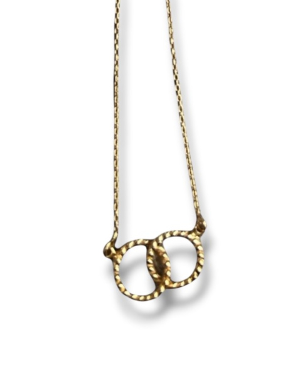 Duo Circles Gold Love Romance Together Infinity Necklace 22 Karat with Extender
